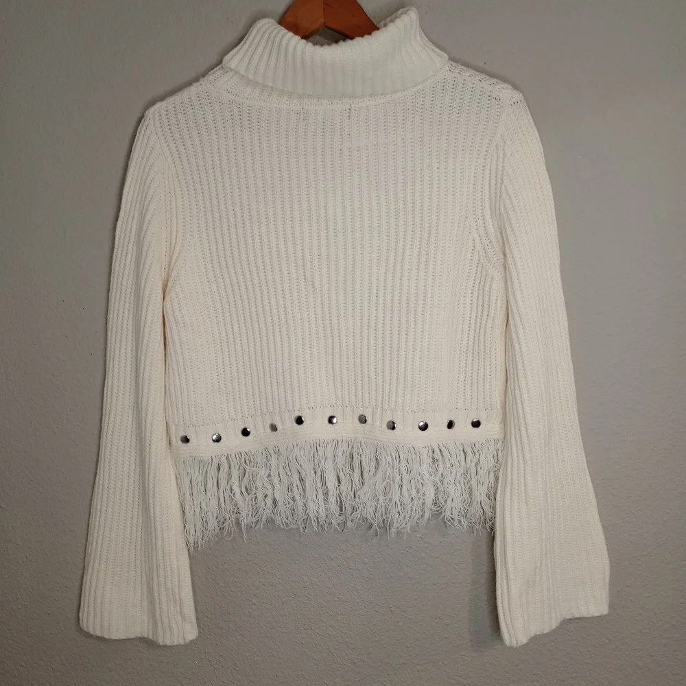 Lulu's Freethinker Cream Fringe Cropped Sweater